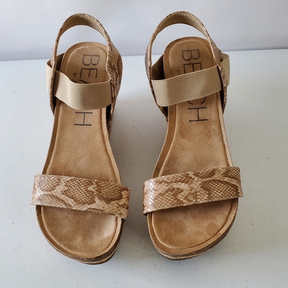 Beach by Matisse Point Break Platform Wedge Sandal Size 10 Snake Print Chunky - Picture 3 of 16